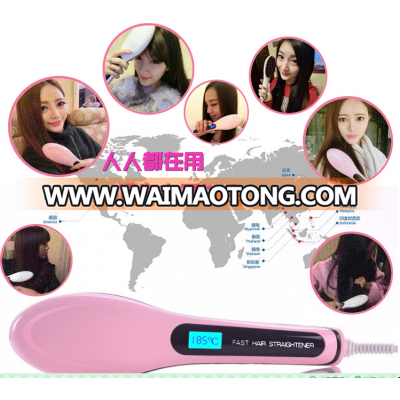 100% original NASV100 LCD Display Electric hair straightening brush Fast hair straightener with CE,ROSH certification